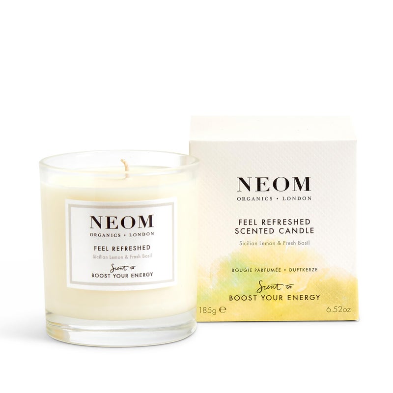 NEOM- Feel Refreshed Scented Candle, 1 Wick | Lemon & Basil | Essential Oil Aromatherapy Candle | Scent to Boost Your Energy - Image 1